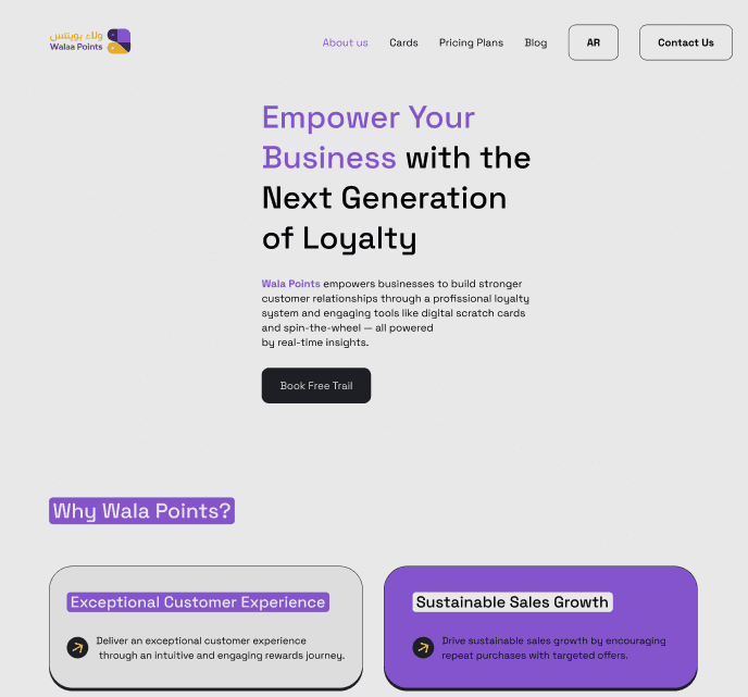 WalaaPoints loyalty program landing page