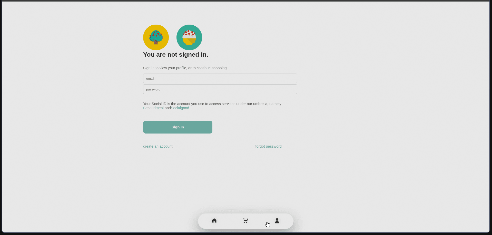 SocialGoods sign-in page