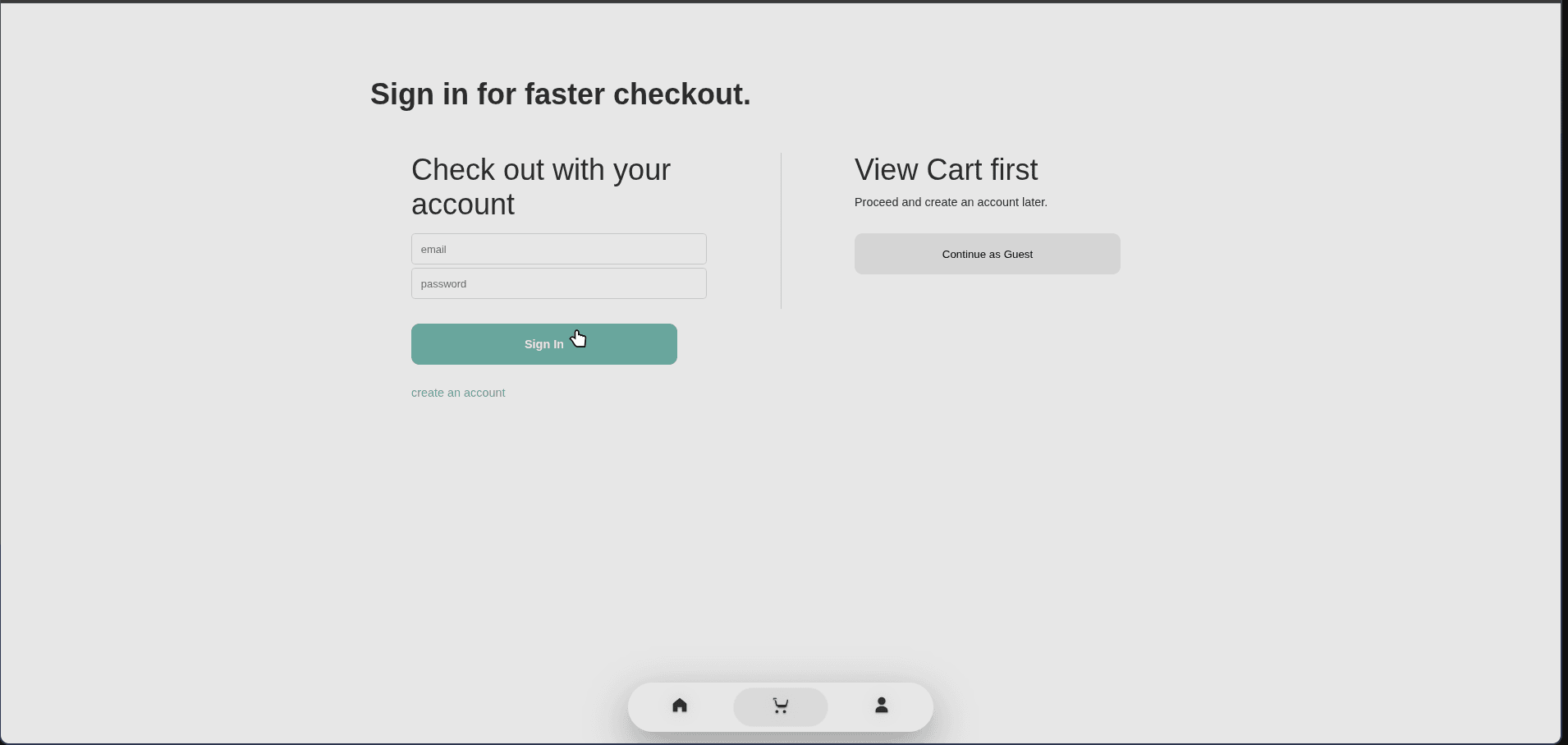 SocialGoods checkout sign-in page